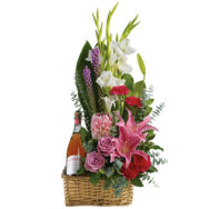 Blushing Celebration - Thank You Flowers and Wine