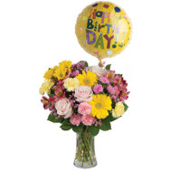 Dazzle Her - Birthday Flowers with Balloon - January Birth Flowers