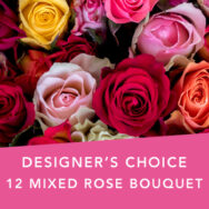 DC 12 mixed colour rose bouquet - Flowers for Valentines Day