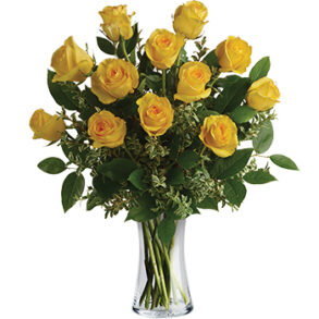 Say Yellow - Dozen Yellow Roses in Vase